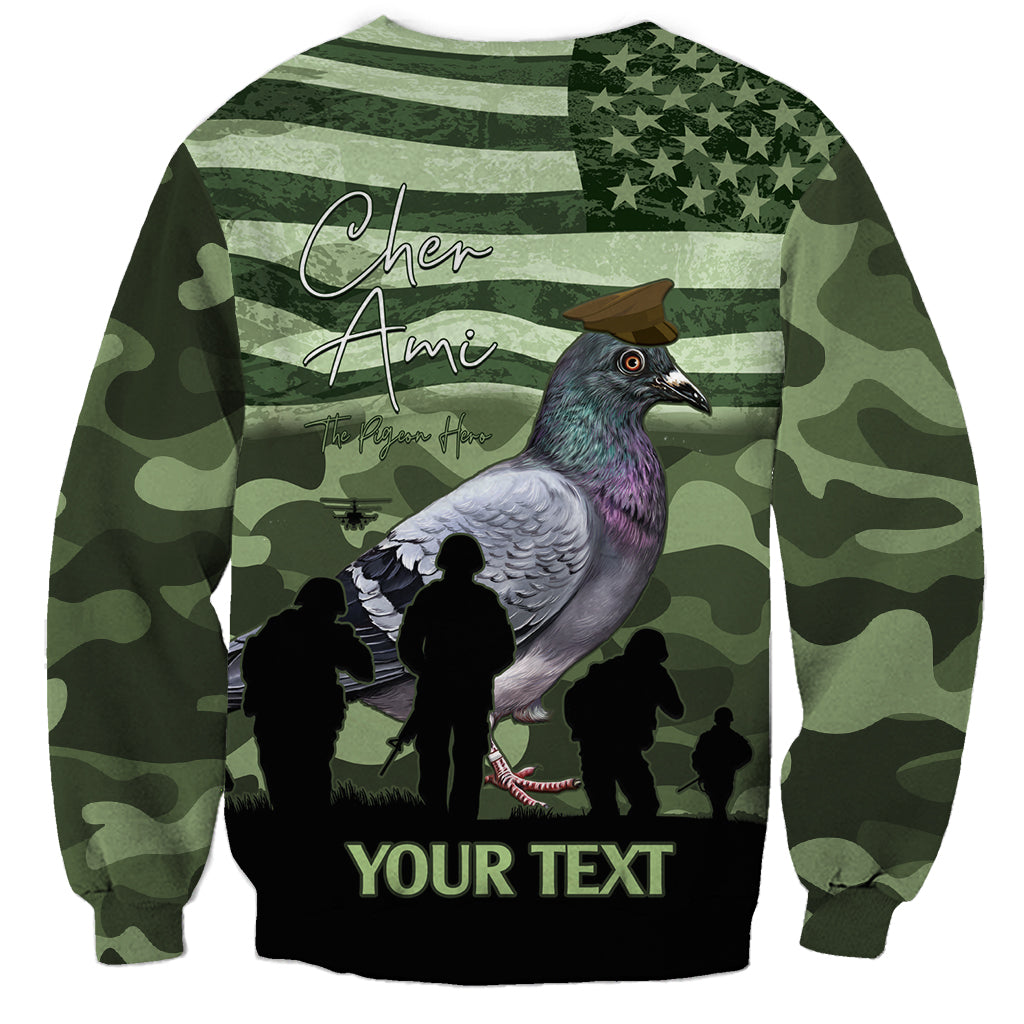 Personalized USA Cher Ami Sweatshirt Lest We Forget Pigeon Hero - Wonder Print Shop