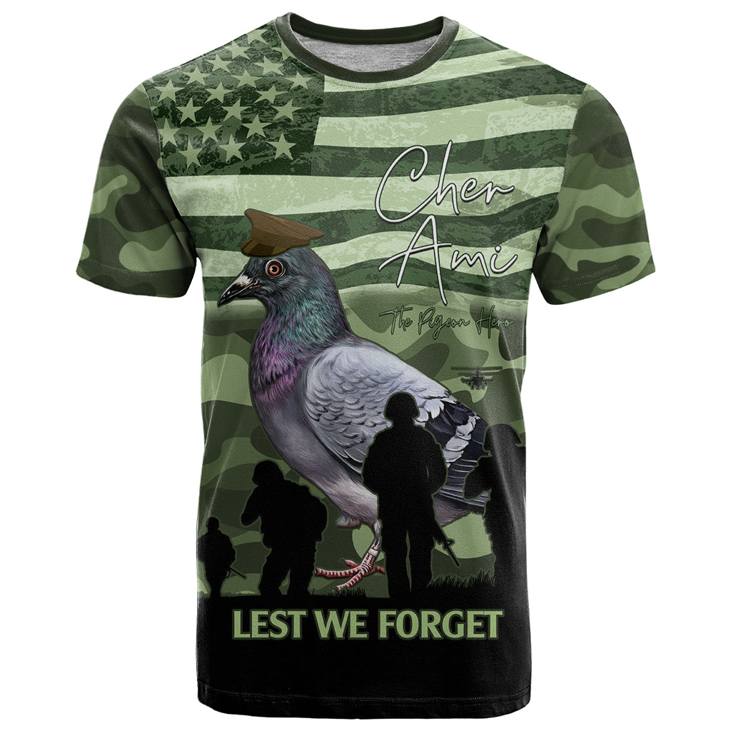Personalized USA Cher Ami T Shirt Lest We Forget Pigeon Hero - Wonder Print Shop