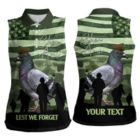 Personalized USA Cher Ami Women Sleeveless Polo Shirt Lest We Forget Pigeon Hero - Wonder Print Shop