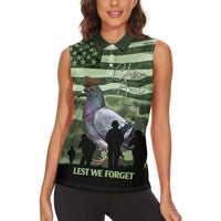 Personalized USA Cher Ami Women Sleeveless Polo Shirt Lest We Forget Pigeon Hero - Wonder Print Shop