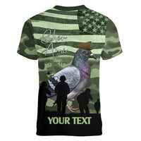 Personalized USA Cher Ami Women V-Neck T-Shirt Lest We Forget Pigeon Hero - Wonder Print Shop