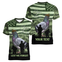 Personalized USA Cher Ami Women V-Neck T-Shirt Lest We Forget Pigeon Hero - Wonder Print Shop