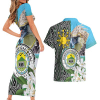 Cotabato Philippines Province Couples Matching Short Sleeve Bodycon Dress and Hawaiian Shirt Filipino Eagle Sampaguita Tinalak Pattern