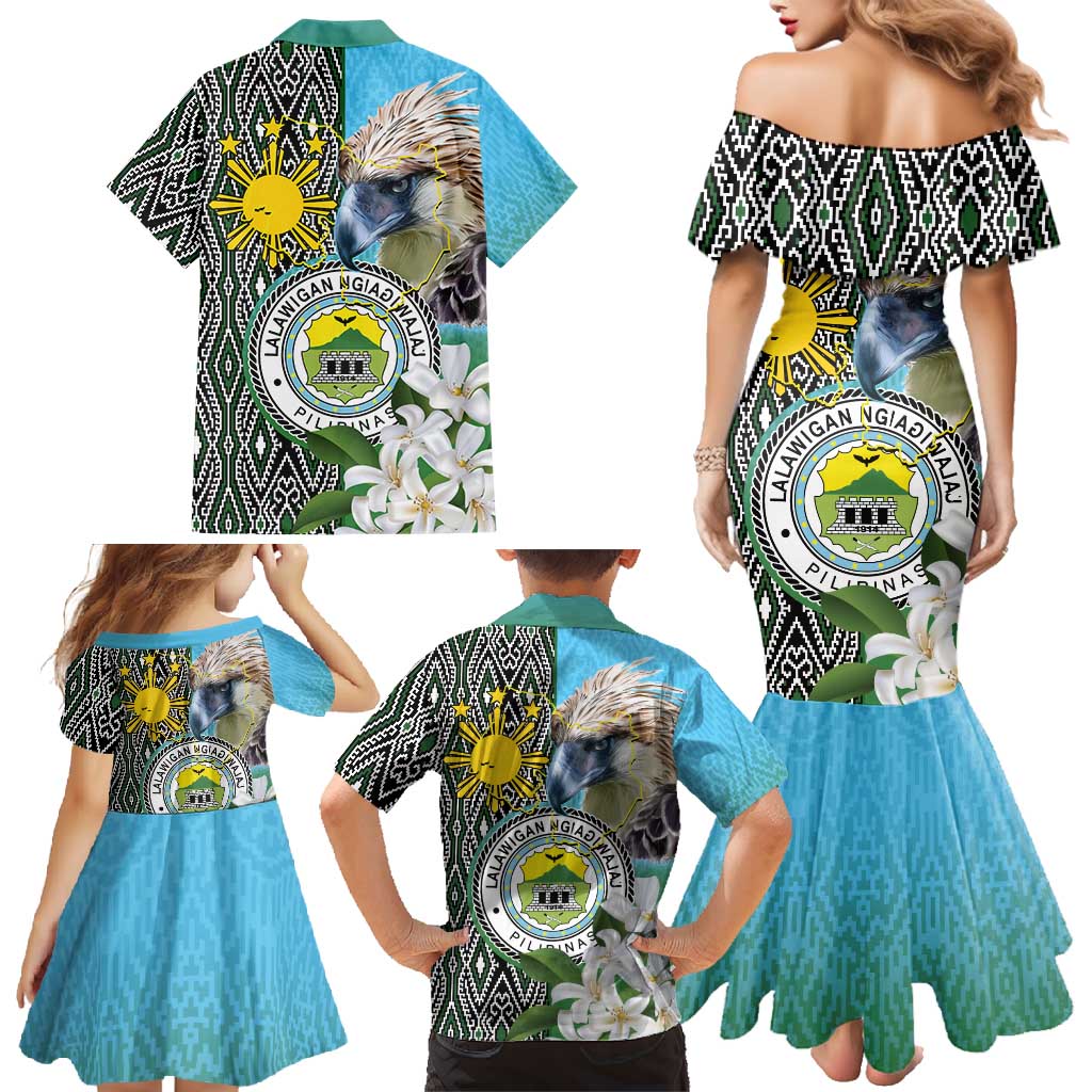 Cotabato Philippines Province Family Matching Mermaid Dress and Hawaiian Shirt Filipino Eagle Sampaguita Tinalak Pattern