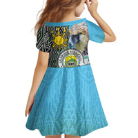 Cotabato Philippines Province Kid Short Sleeve Dress Filipino Eagle Sampaguita Tinalak Pattern