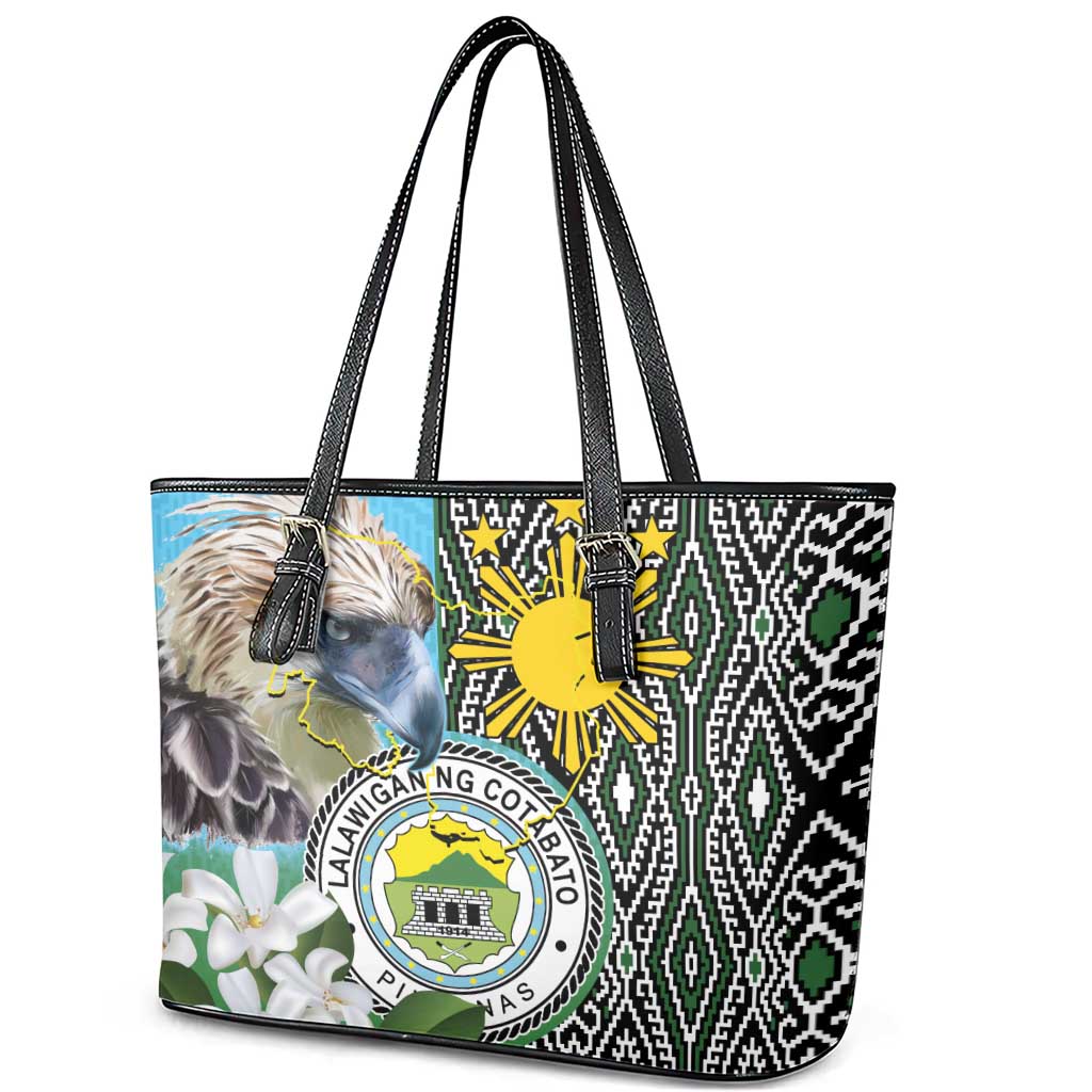 Cotabato Philippines Province Leather Tote Bag Filipino Eagle Sampaguita Tinalak Pattern
