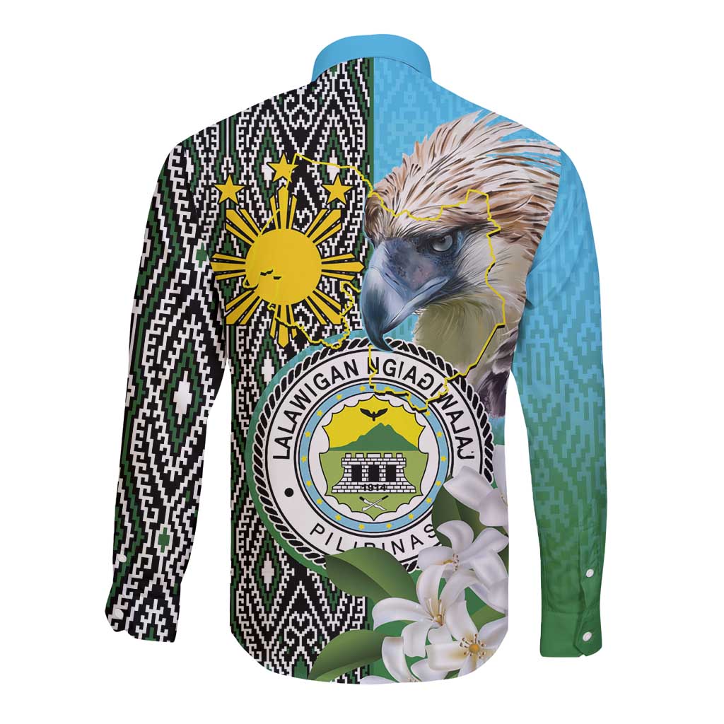 Cotabato Philippines Province Long Sleeve Button Shirt Filipino Eagle Sampaguita Tinalak Pattern