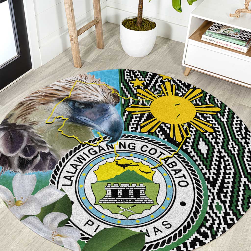 Cotabato Philippines Province Round Carpet Filipino Eagle Sampaguita Tinalak Pattern