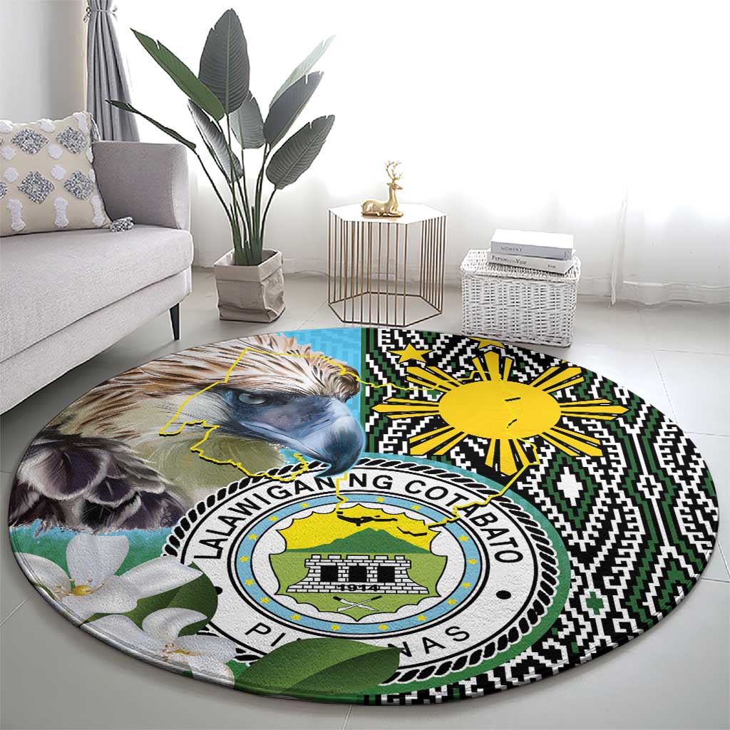 Cotabato Philippines Province Round Carpet Filipino Eagle Sampaguita Tinalak Pattern