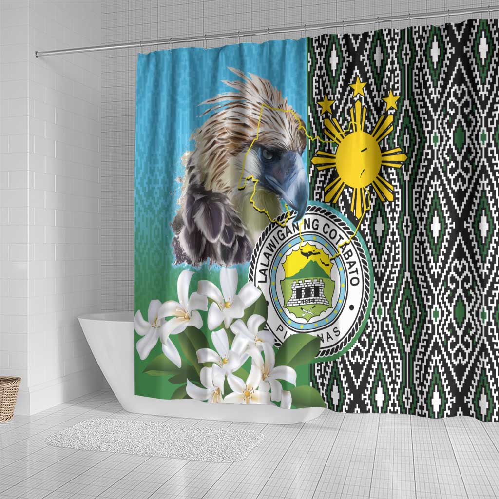 Cotabato Philippines Province Shower Curtain Filipino Eagle Sampaguita Tinalak Pattern