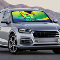 Brazil Football 2026 Custom Auto Sun Shade Come On Selecao Brasil Parrot Mascot