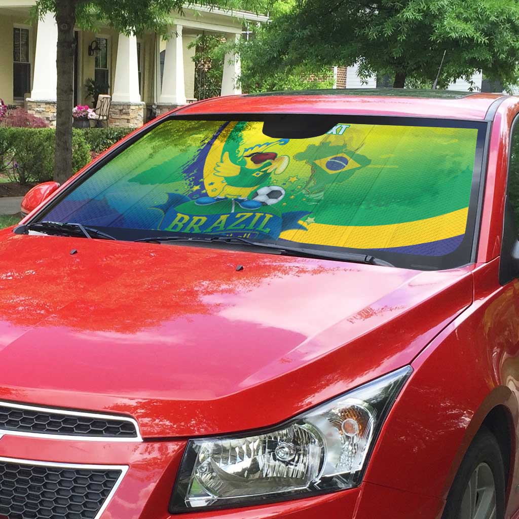 Brazil Football 2026 Custom Auto Sun Shade Come On Selecao Brasil Parrot Mascot