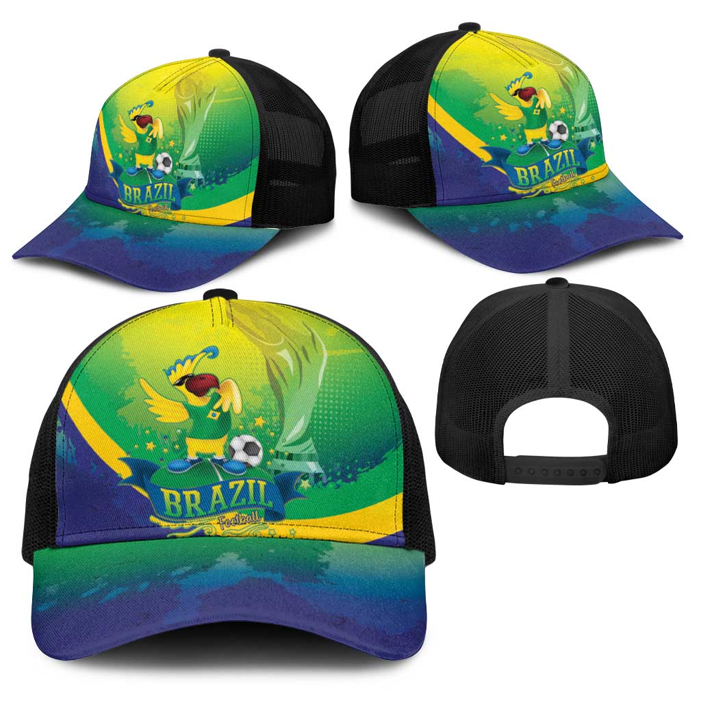 Brazil Football 2026 Baseball Net Cap Come On Selecao Brasil Parrot Mascot