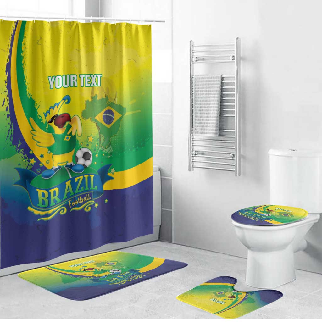Brazil Football 2026 Custom Bathroom Set Come On Selecao Brasil Parrot Mascot