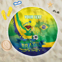 Brazil Football 2026 Custom Beach Blanket Come On Selecao Brasil Parrot Mascot