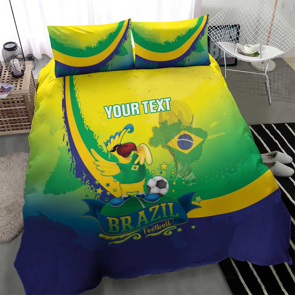 Brazil Football 2026 Custom Bedding Set Come On Selecao Brasil Parrot Mascot