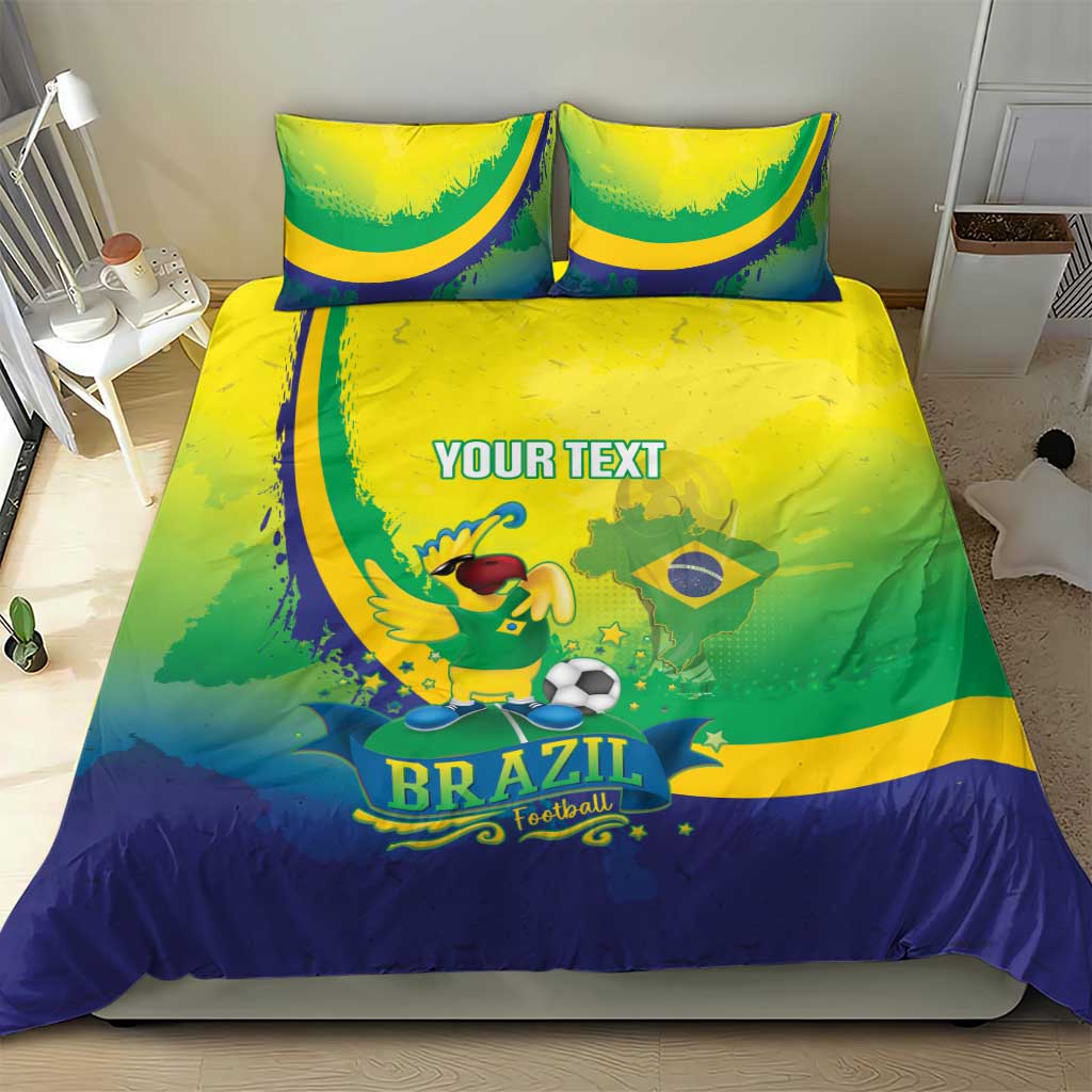 Brazil Football 2026 Custom Bedding Set Come On Selecao Brasil Parrot Mascot
