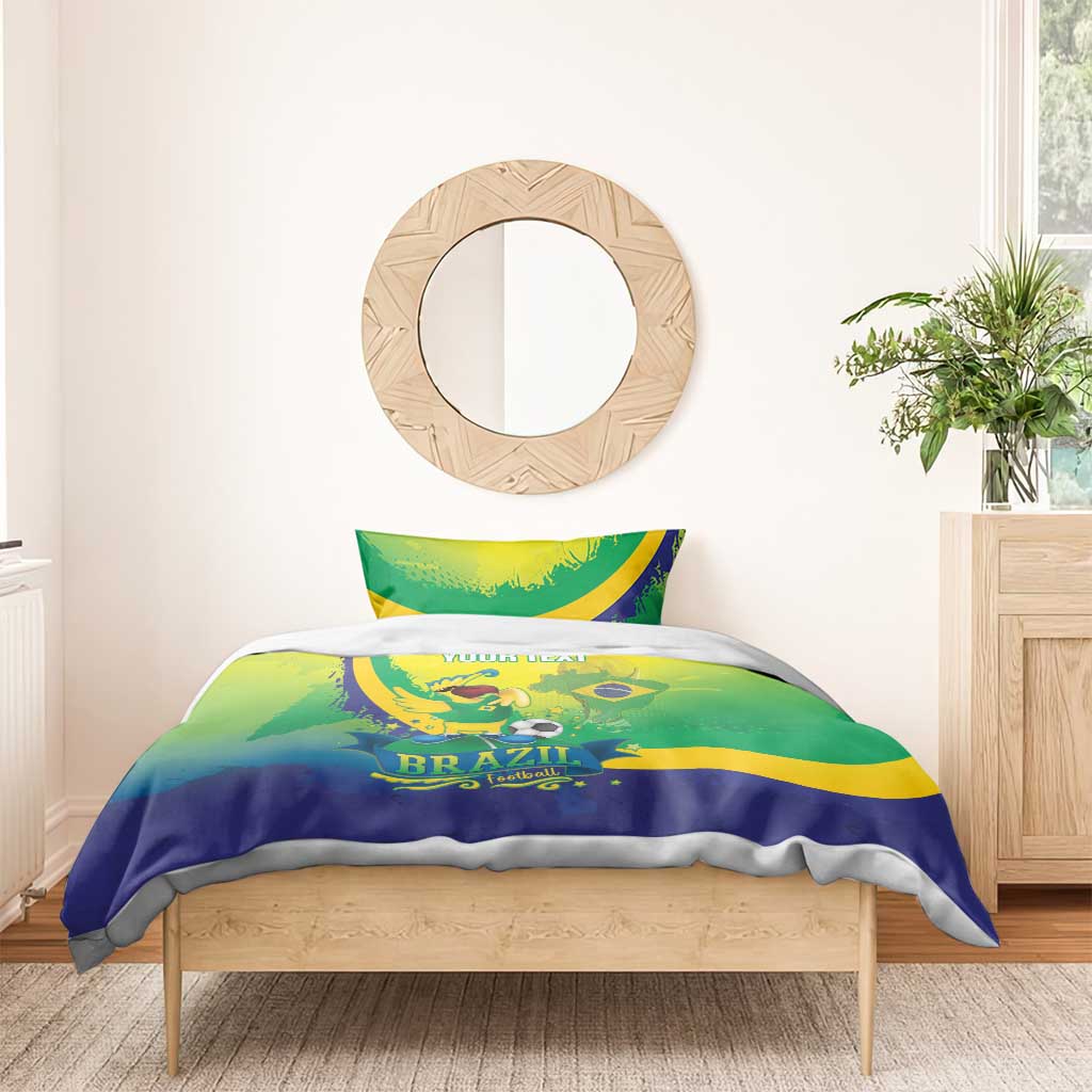 Brazil Football 2026 Custom Bedding Set Come On Selecao Brasil Parrot Mascot