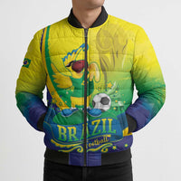 Brazil Football 2026 Custom Bomber Puffer Jacket Come On Selecao Brasil Parrot Mascot
