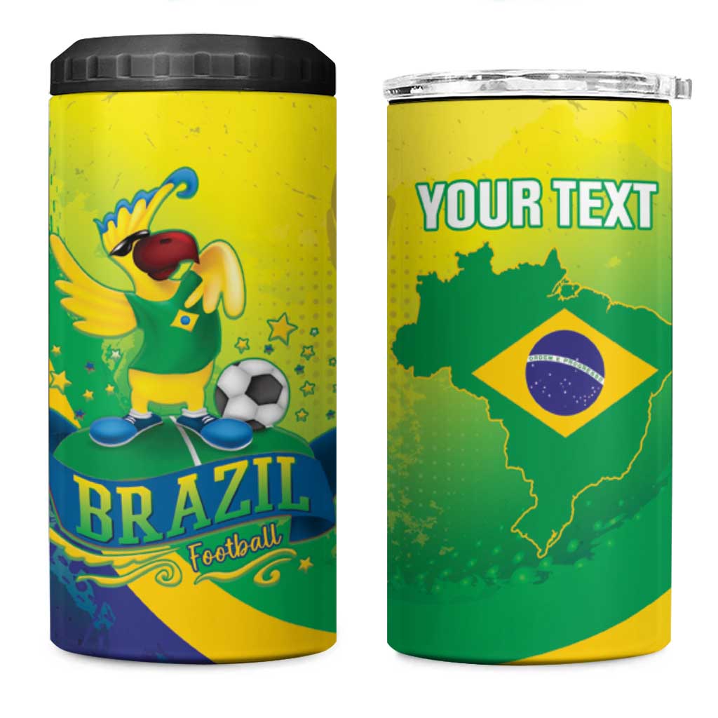 Brazil Football 2026 Custom 4 in 1 Can Cooler Tumbler Come On Selecao Brasil Parrot Mascot