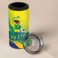 Brazil Football 2026 Custom 4 in 1 Can Cooler Tumbler Come On Selecao Brasil Parrot Mascot