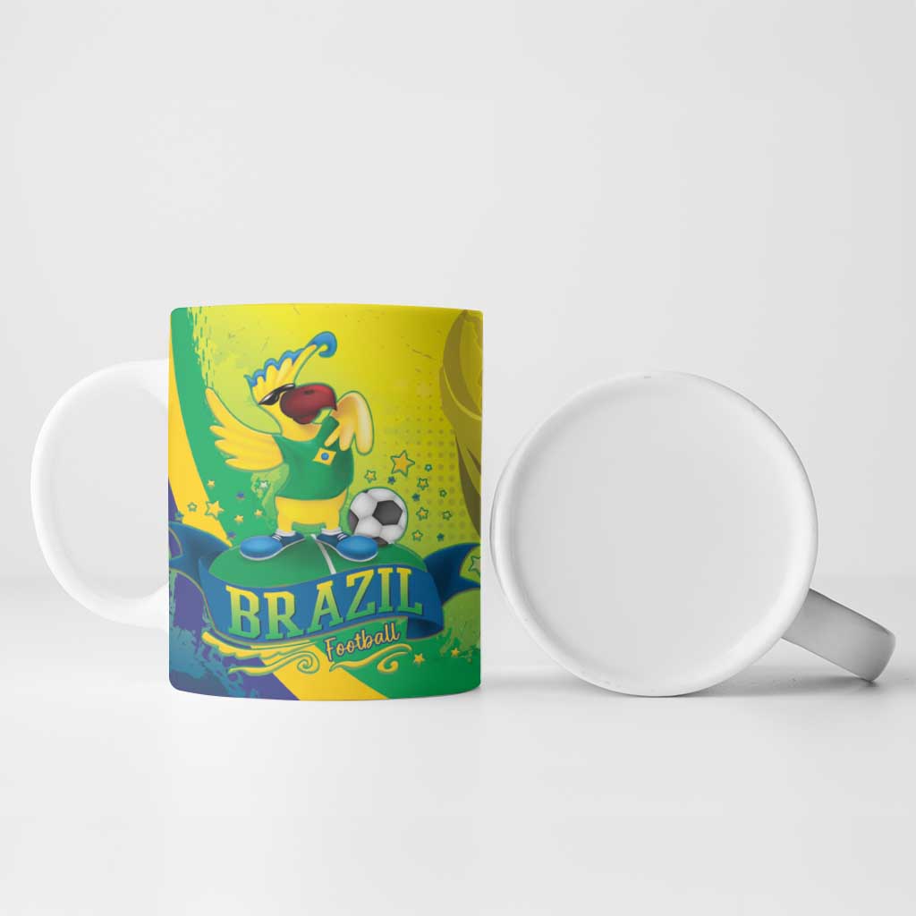 Brazil Football 2026 Custom Ceramic Mug Come On Selecao Brasil Parrot Mascot