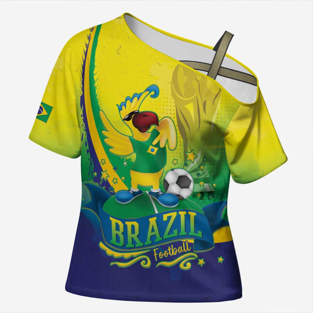 Brazil Football 2026 Custom Cross Shoulder Shirt Come On Selecao Brasil Parrot Mascot