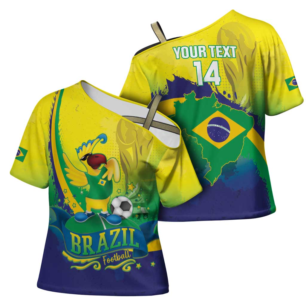 Brazil Football 2026 Custom Cross Shoulder Shirt Come On Selecao Brasil Parrot Mascot
