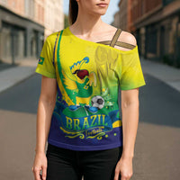 Brazil Football 2026 Custom Cross Shoulder Shirt Come On Selecao Brasil Parrot Mascot
