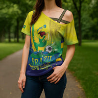 Brazil Football 2026 Custom Cross Shoulder Shirt Come On Selecao Brasil Parrot Mascot