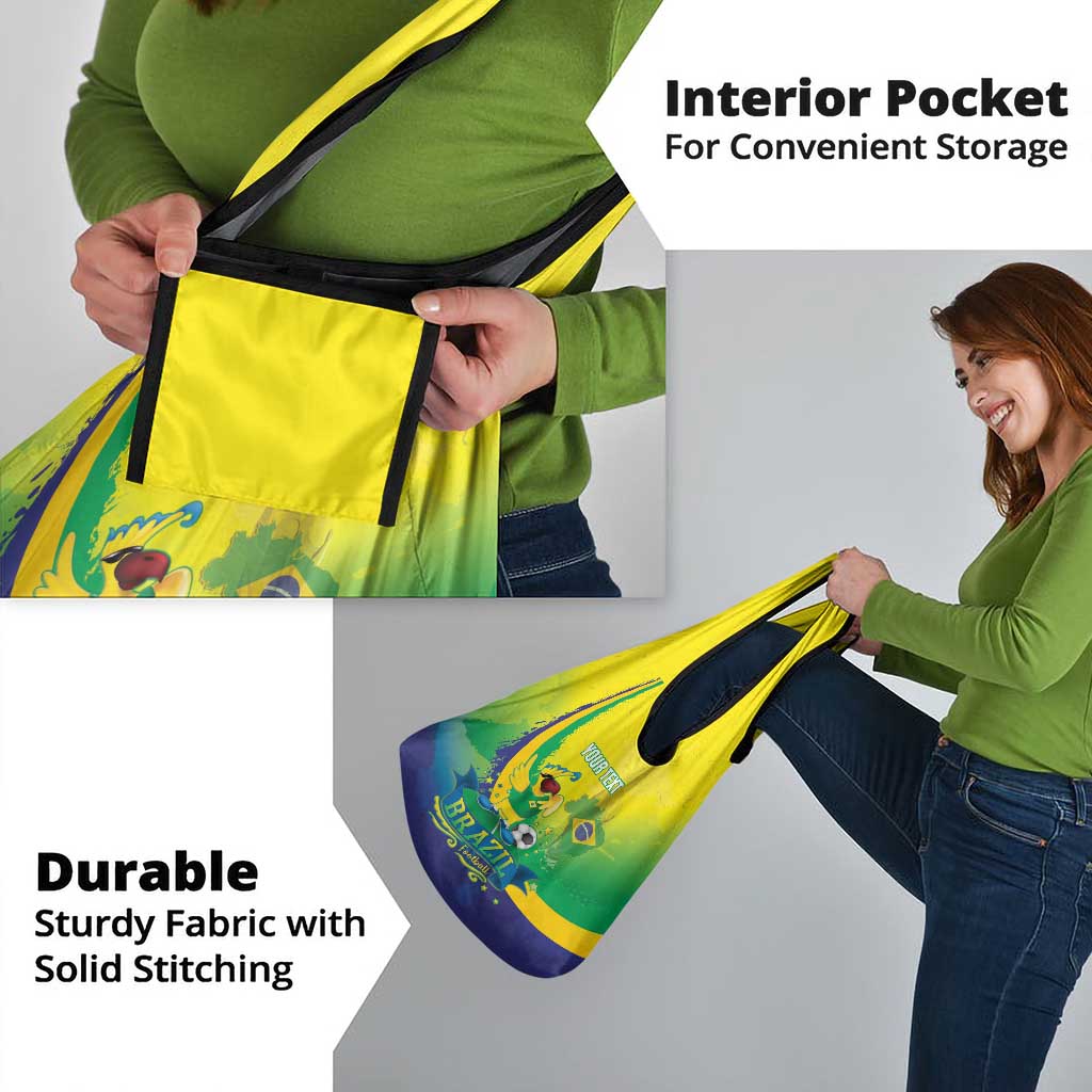 Brazil Football 2026 Custom Grocery Bag Come On Selecao Brasil Parrot Mascot