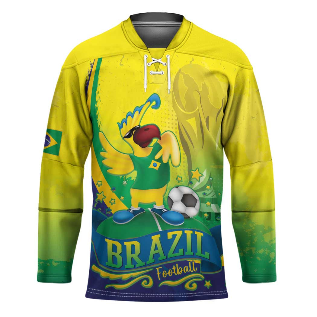 Brazil Football 2026 Custom Hockey Jersey Come On Selecao Brasil Parrot Mascot