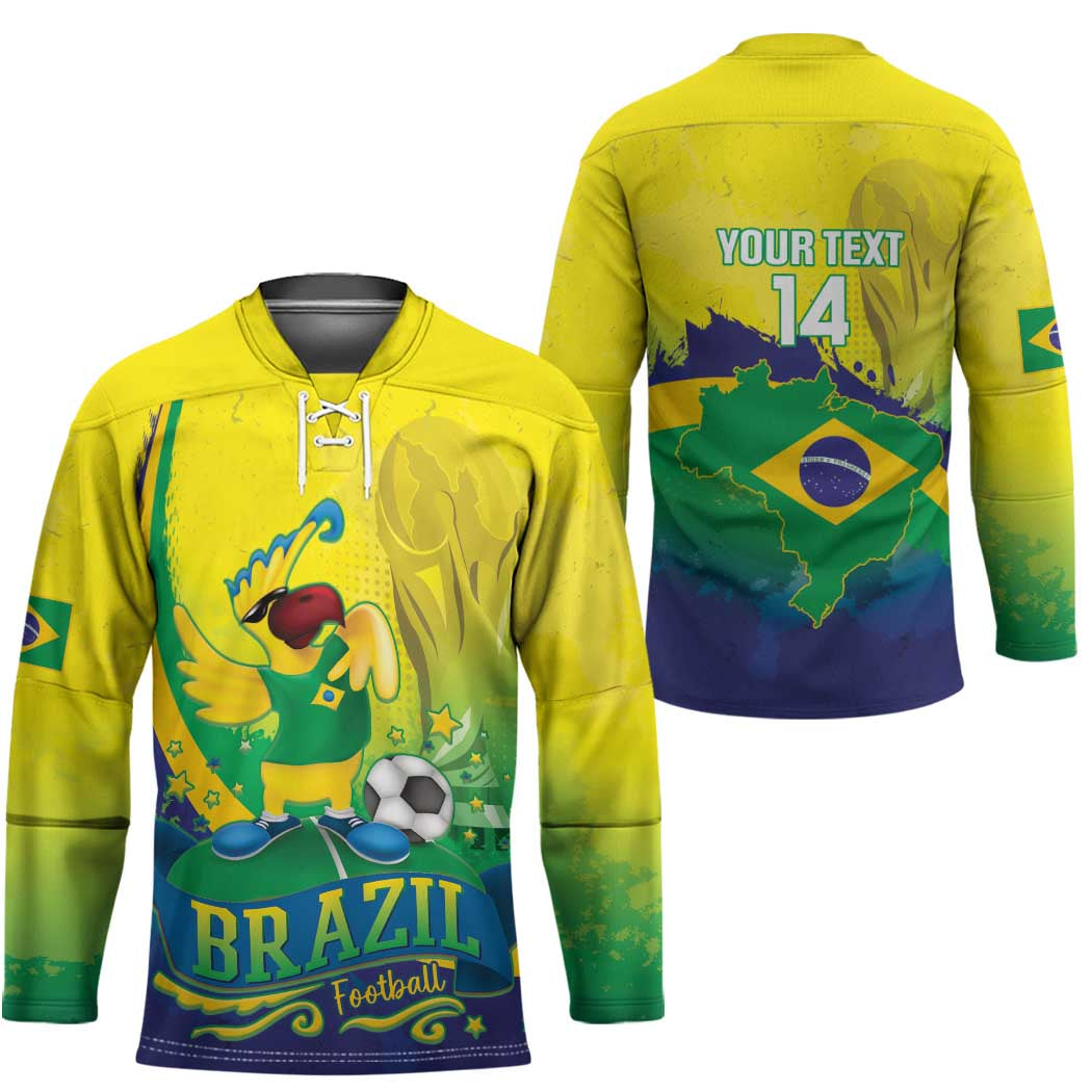 Brazil Football 2026 Custom Hockey Jersey Come On Selecao Brasil Parrot Mascot