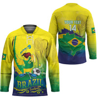 Brazil Football 2026 Custom Hockey Jersey Come On Selecao Brasil Parrot Mascot