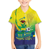 Brazil Football 2026 Custom Kid Hawaiian Shirt Come On Selecao Brasil Parrot Mascot