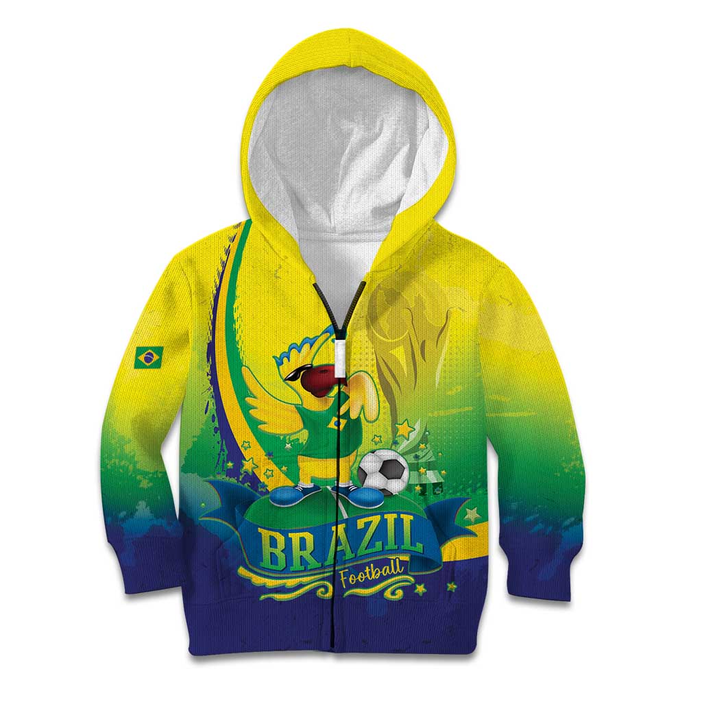Brazil Football 2026 Custom Kid Hoodie Come On Selecao Brasil Parrot Mascot