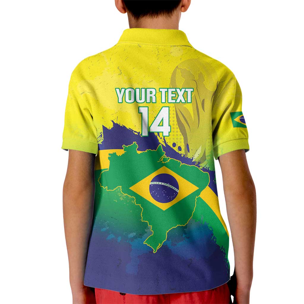 Brazil Football 2026 Custom Kid Polo Shirt Come On Selecao Brasil Parrot Mascot