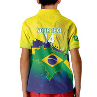 Brazil Football 2026 Custom Kid Polo Shirt Come On Selecao Brasil Parrot Mascot