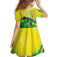Brazil Football 2026 Custom Kid Short Sleeve Dress Come On Selecao Brasil Parrot Mascot