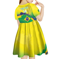 Brazil Football 2026 Custom Kid Short Sleeve Dress Come On Selecao Brasil Parrot Mascot