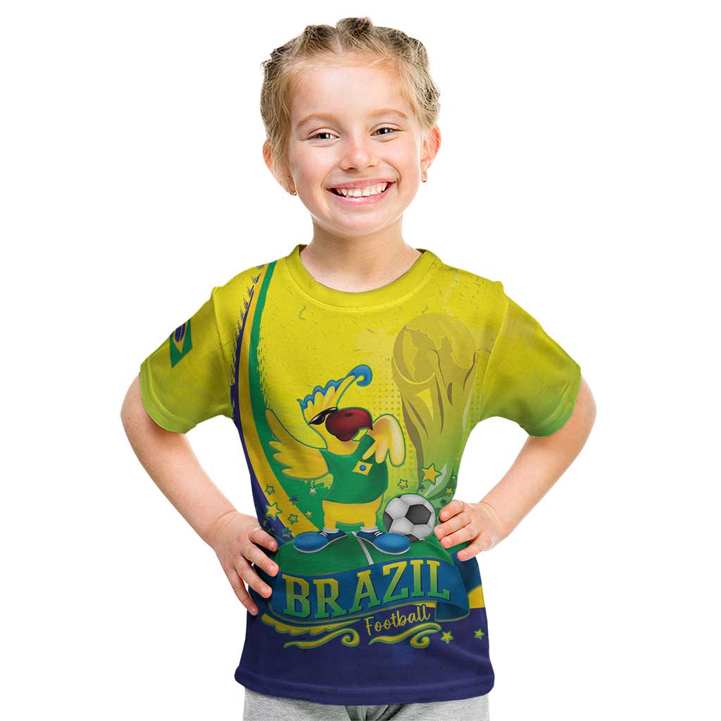 Brazil Football 2026 Custom Kid T Shirt Come On Selecao Brasil Parrot Mascot