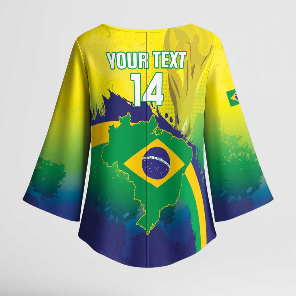 Brazil Football 2026 Custom Kimono Sleeve Blouse Come On Selecao Brasil Parrot Mascot
