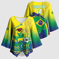 Brazil Football 2026 Custom Kimono Sleeve Blouse Come On Selecao Brasil Parrot Mascot