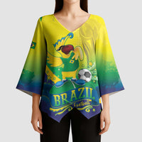 Brazil Football 2026 Custom Kimono Sleeve Blouse Come On Selecao Brasil Parrot Mascot