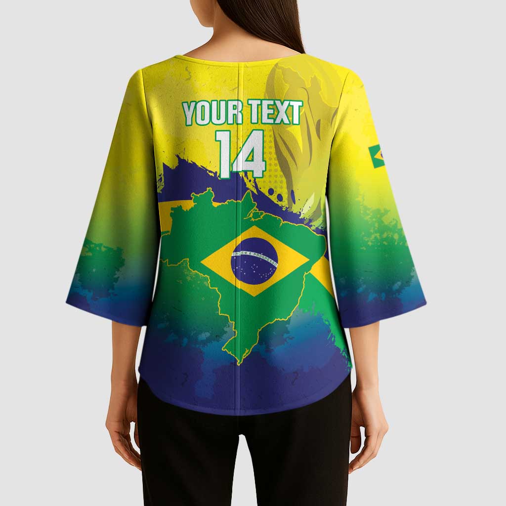 Brazil Football 2026 Custom Kimono Sleeve Blouse Come On Selecao Brasil Parrot Mascot