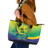 Brazil Football 2026 Custom Leather Tote Bag Come On Selecao Brasil Parrot Mascot
