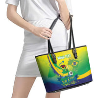 Brazil Football 2026 Custom Leather Tote Bag Come On Selecao Brasil Parrot Mascot