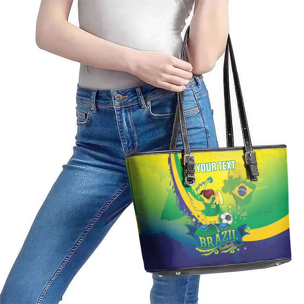 Brazil Football 2026 Custom Leather Tote Bag Come On Selecao Brasil Parrot Mascot
