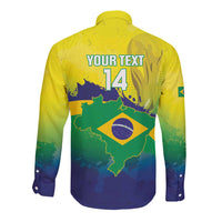 Brazil Football 2026 Custom Long Sleeve Button Shirt Come On Selecao Brasil Parrot Mascot