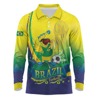 Brazil Football 2026 Custom Long Sleeve Polo Shirt Come On Selecao Brasil Parrot Mascot